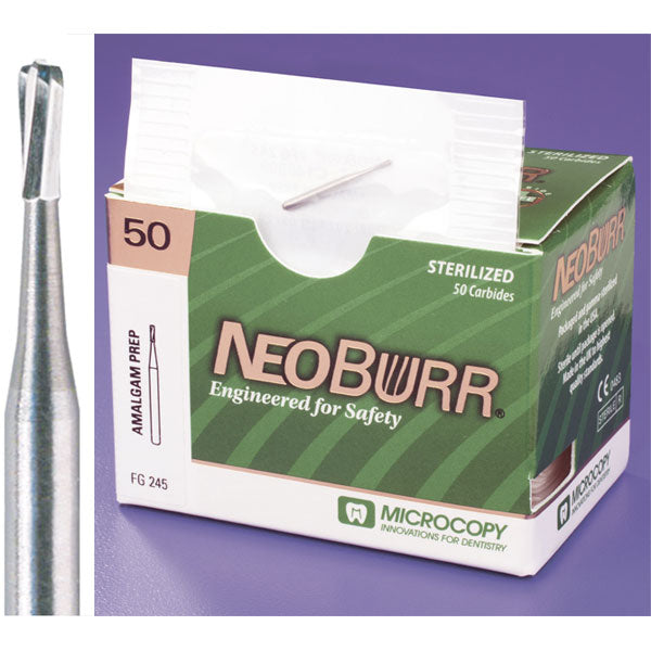 Microcopy FG245 NeoBurr Friction Grip FG #245 Amalgam Prep Carbide Burs 50/PK Microcopy FG245 NeoBurr Friction Grip FG #245 Amalgam Prep Carbide Burs 50/PK